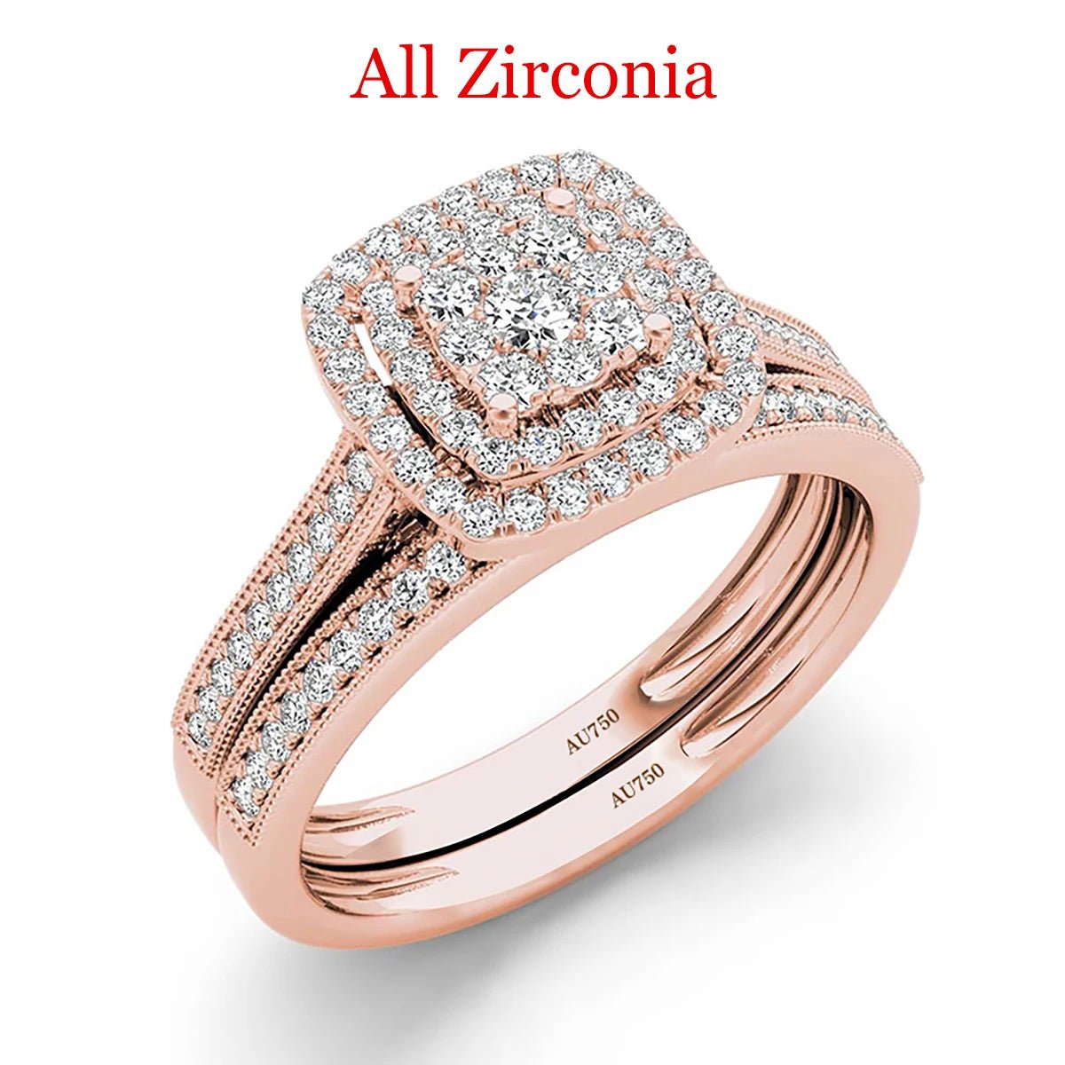 2PCS Yellow Gold Moissanite Engagement Rings set For Women 100% Real Pass Diamond Tester Wedding Band Jewelry Lover Couple Gifts - Xprespick