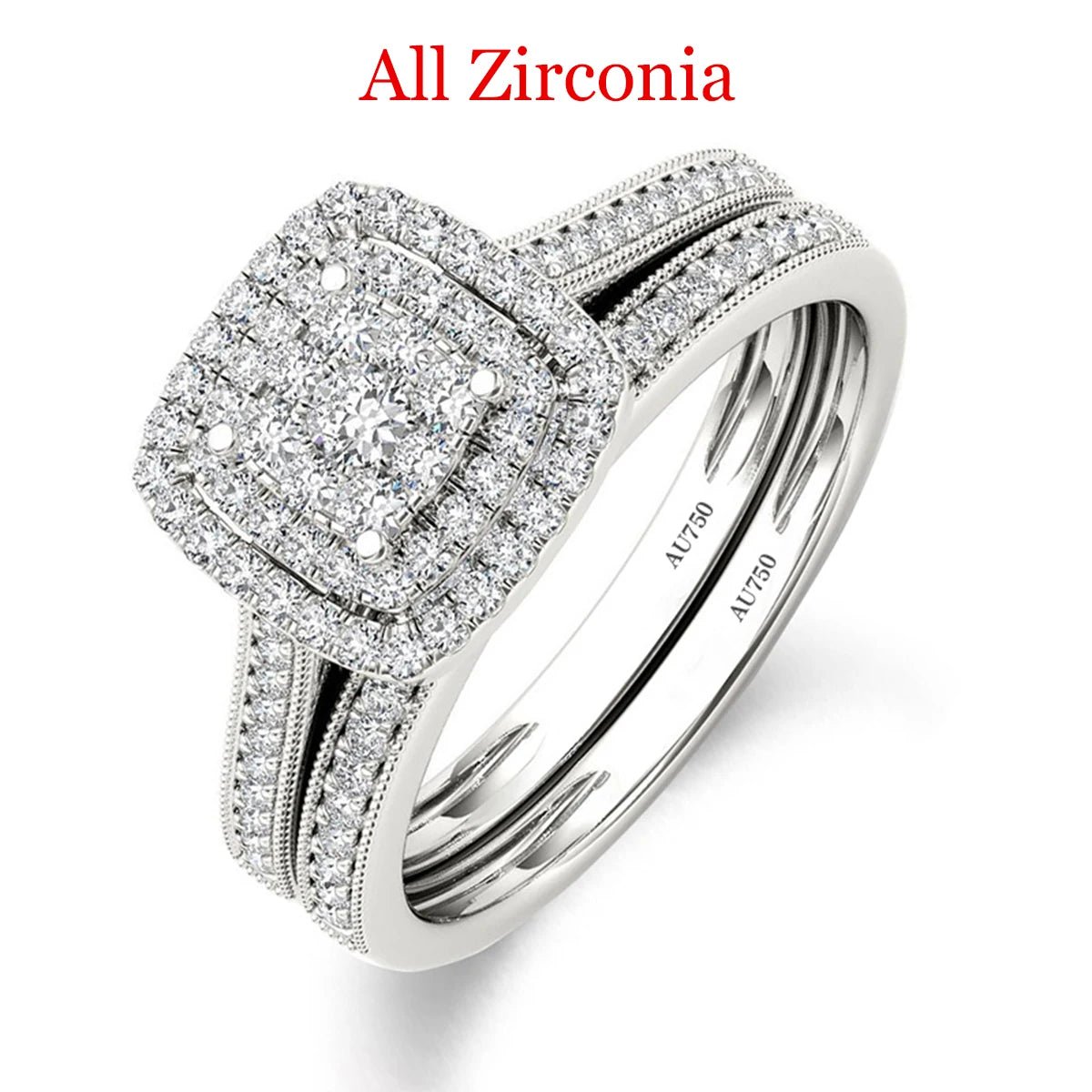 2PCS Yellow Gold Moissanite Engagement Rings set For Women 100% Real Pass Diamond Tester Wedding Band Jewelry Lover Couple Gifts - Xprespick