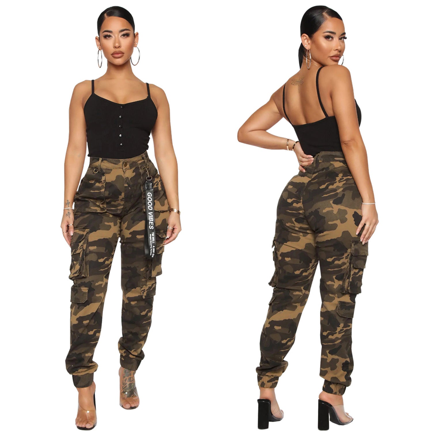 High Elasticity Camouflage Skinny Jeans for Women