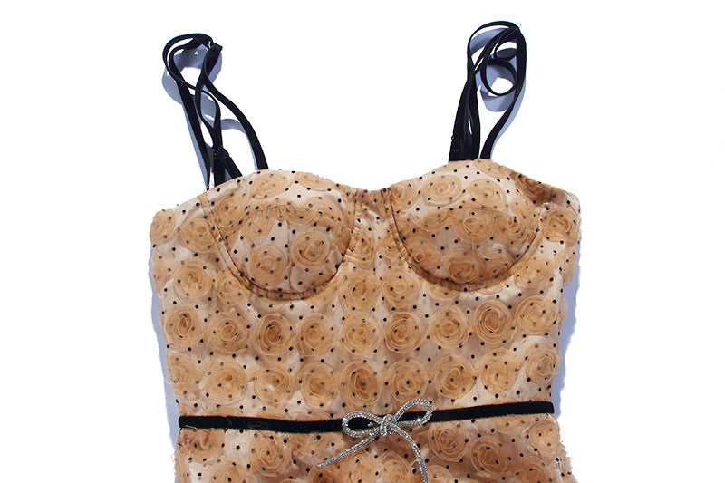 Stylish Off-White V-Neck High Waist Polyester Dress for Women