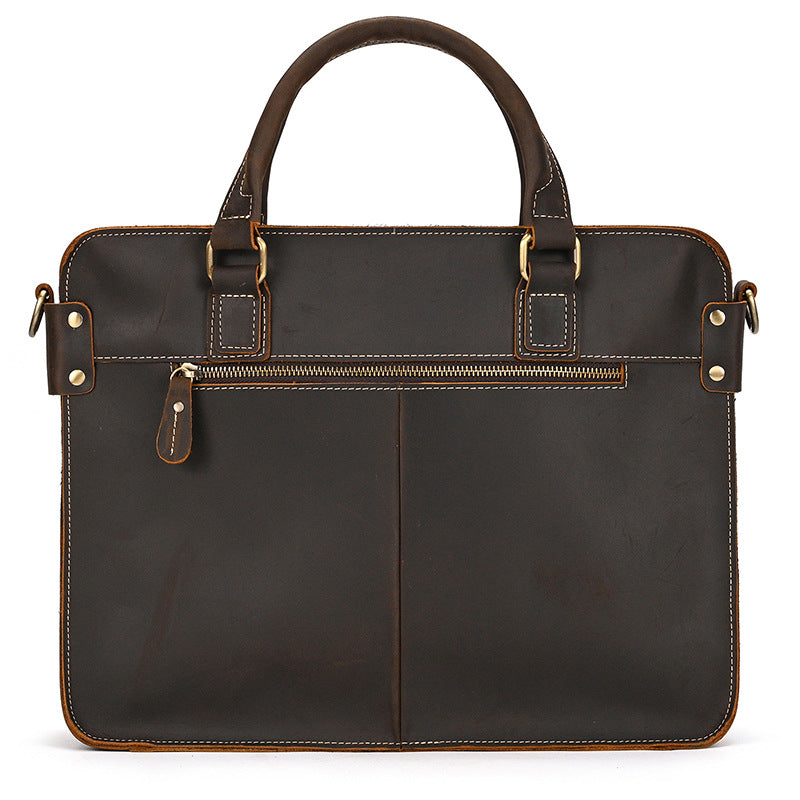 Retro Crazy Horse Leather Briefcase 14-inch