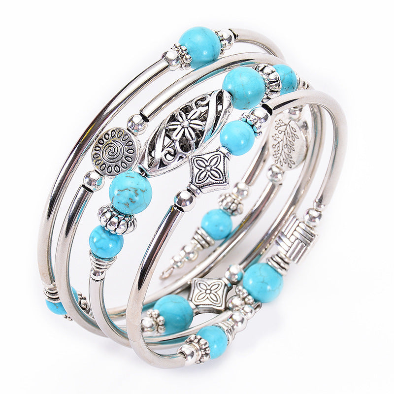 Handmade Turquoise Winding Bracelet for Women