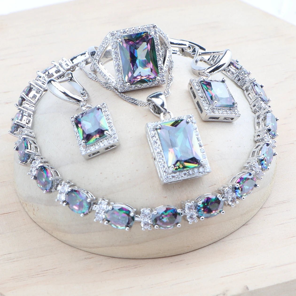 925 Silver Bridal Jewelry Sets Wedding Black Zircon Bracelets Earrings Rings Pendant Necklace Set For Women - Xprespick