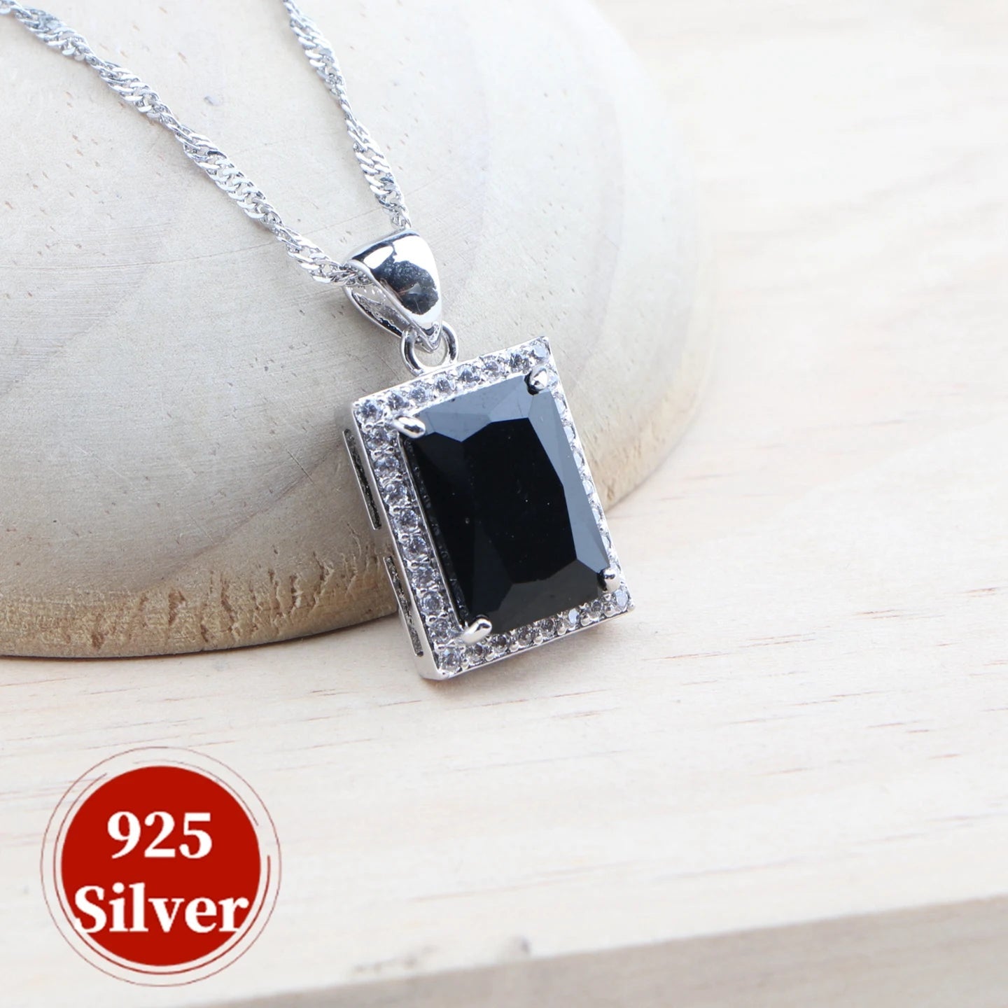 925 Silver Bridal Jewelry Sets Wedding Black Zircon Bracelets Earrings Rings Pendant Necklace Set For Women - Xprespick