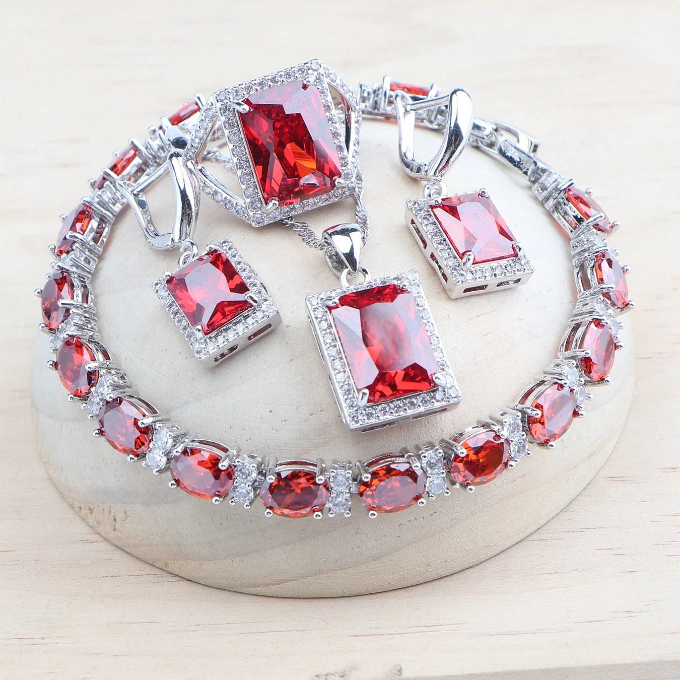 925 Silver Bridal Jewelry Sets Wedding Black Zircon Bracelets Earrings Rings Pendant Necklace Set For Women - Xprespick