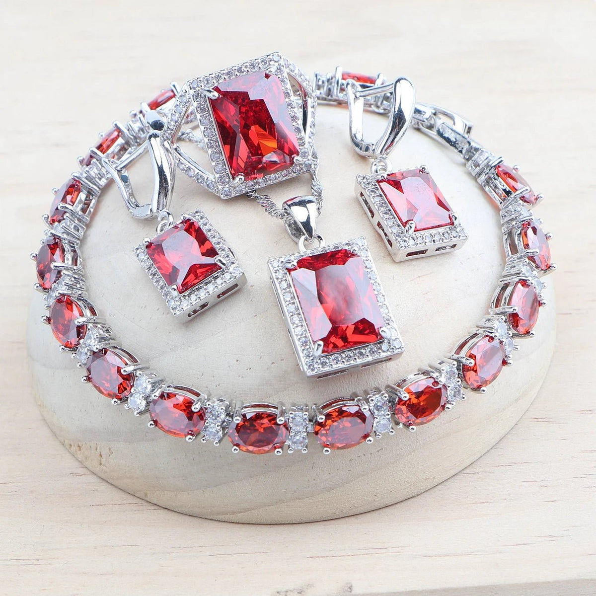 925 Silver Bridal Jewelry Sets Wedding Black Zircon Bracelets Earrings Rings Pendant Necklace Set For Women - Xprespick
