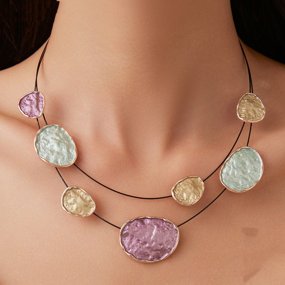 Colorful Irregular Round Necklace Handmade