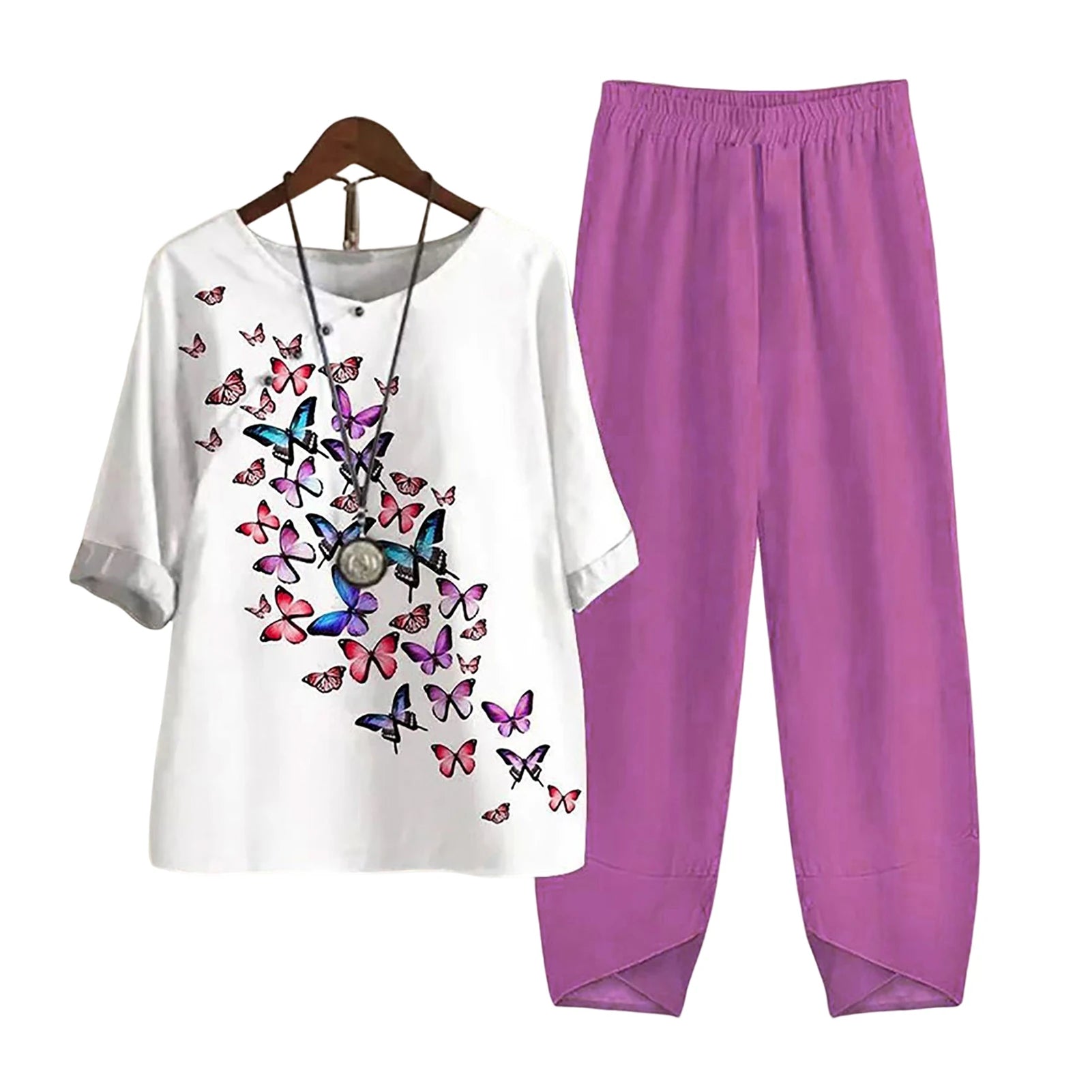 Vintage Pattern Print 2pcs Outfits for Women