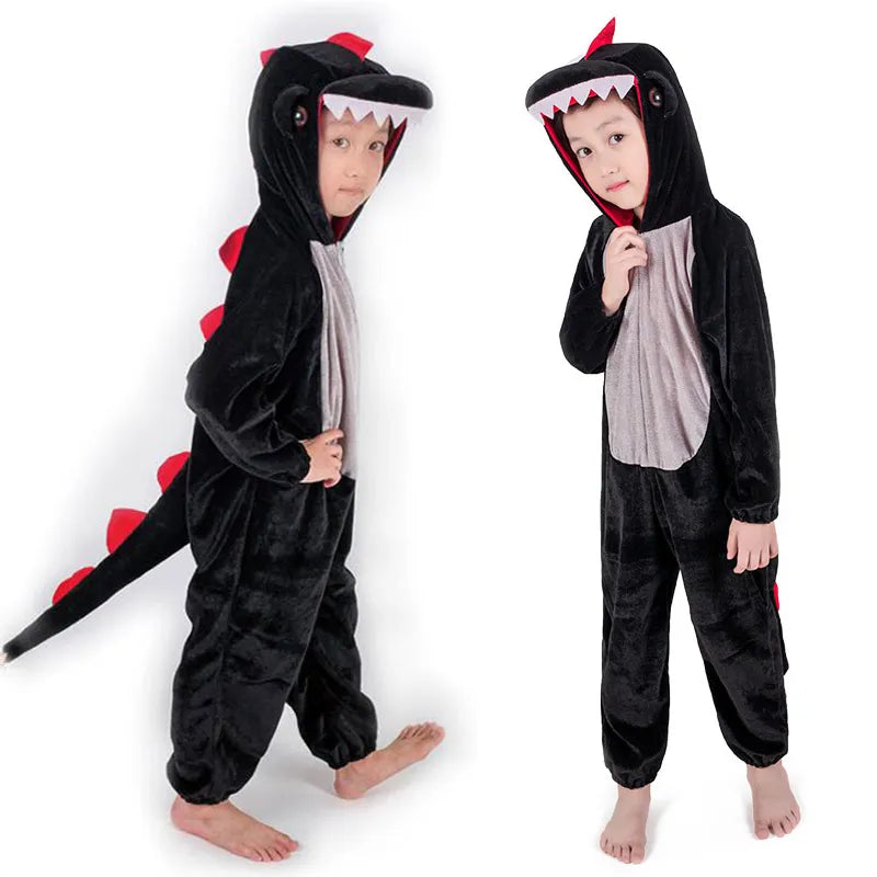 Cute Kids Animal Dinosaur Kugurumi Costume Cosplay Boys Child Green Black Kindergarten School Party Student Game Role Play Suit