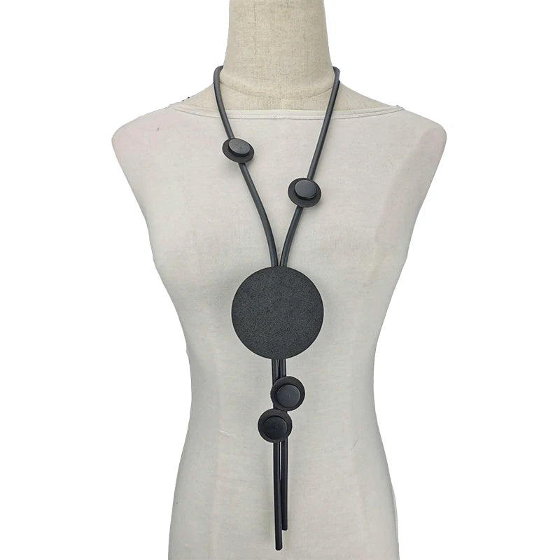 Long Black Necklaces Women Fashion Design Pendant Necklace