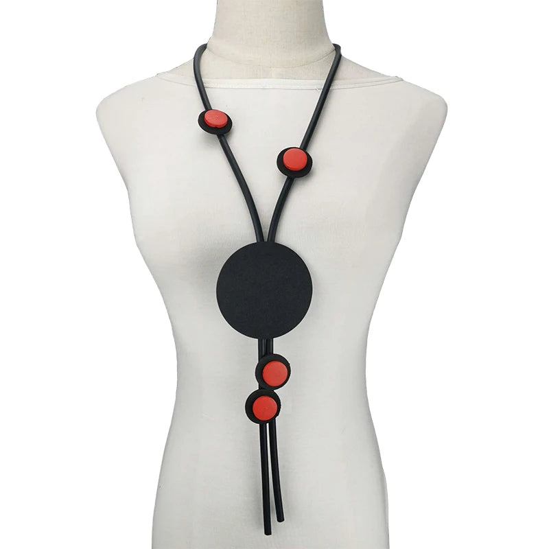 Long Black Necklaces Women Fashion Design Pendant Necklace