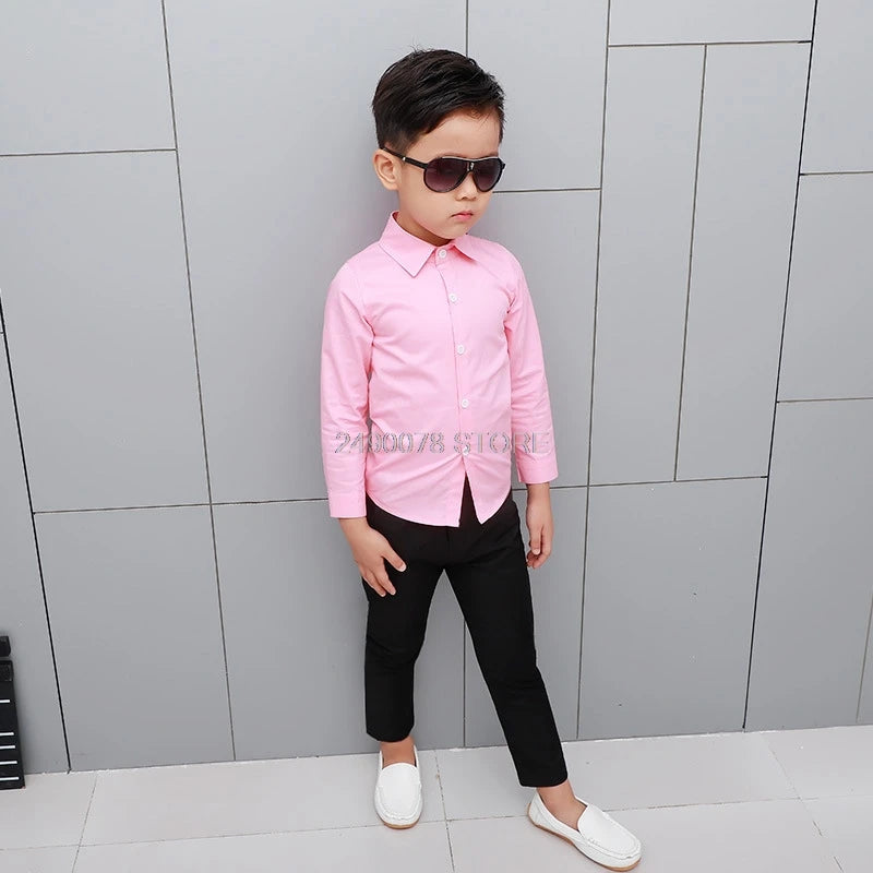 Long sleeve School Boys Dress White Shirt For boys