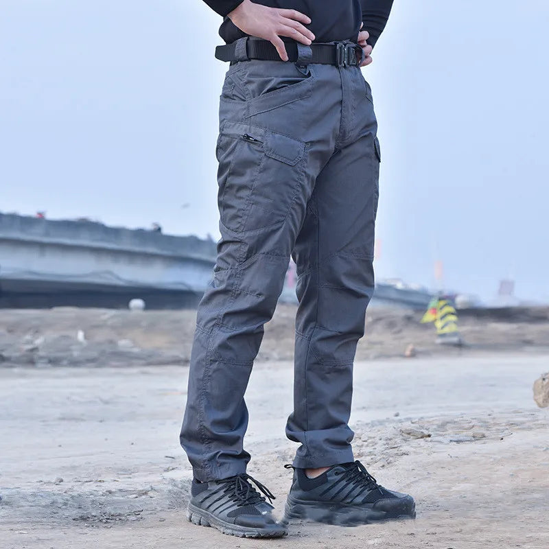 Men's Waterproof Cargo Pants Elastic Multiple Pocket Military Male Trousers Outdoor Joggers Pant.