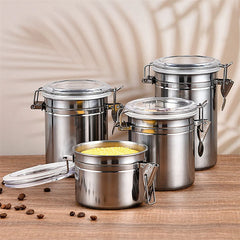 Stainless Steel Sealed Tank Food Coffee Beans Snack Storage Cans Tea Leaf Container
