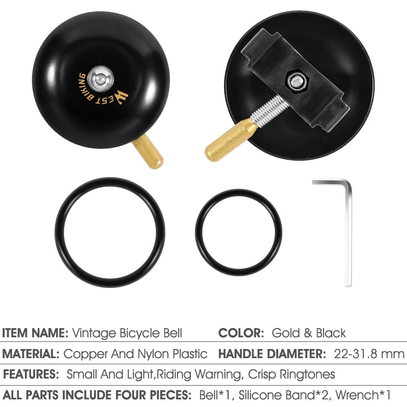 WEST BIKING Vintage Copper Bicycle Bell