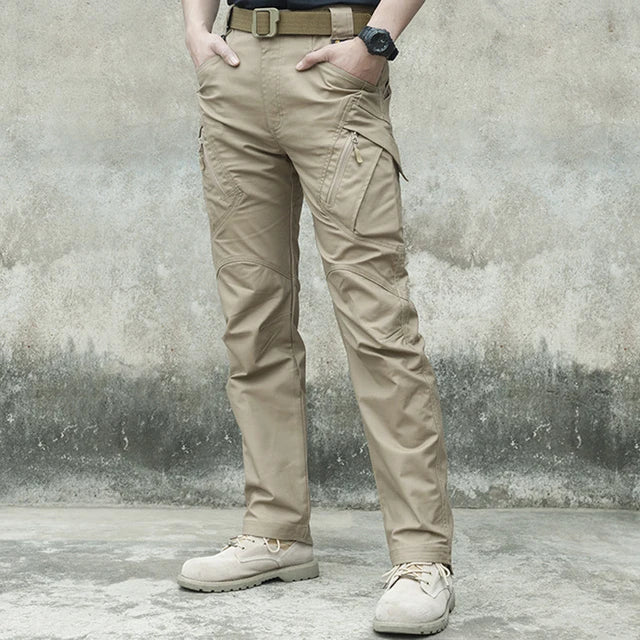 Men's Waterproof Cargo Pants Elastic Multiple Pocket Military Male Trousers Outdoor Joggers Pant.