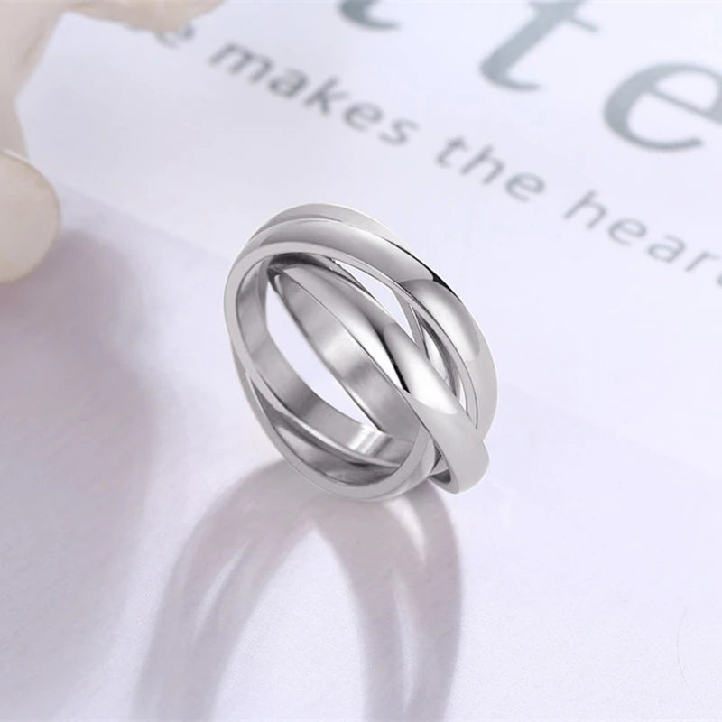 Triple Interlocked Engagement Rings for Women