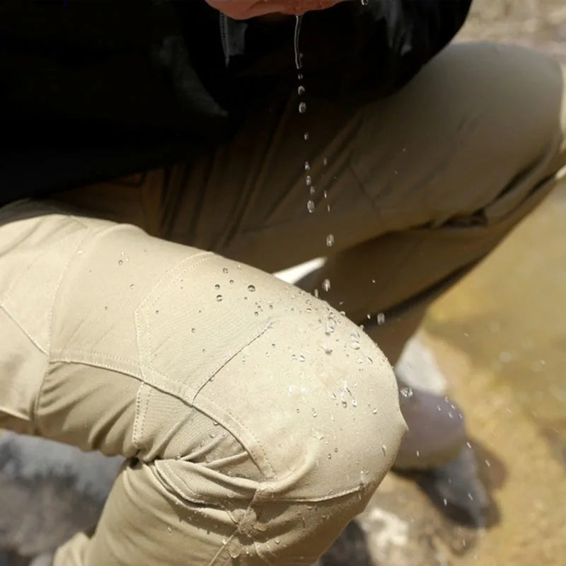 Men's Waterproof Cargo Pants Elastic Multiple Pocket Military Male Trousers Outdoor Joggers Pant.
