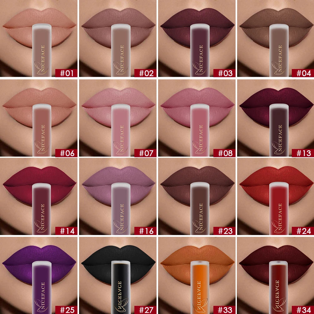 NICEFACE Matte Liquid Lipstick Waterproof Long Lasting Lip Gloss Tint.