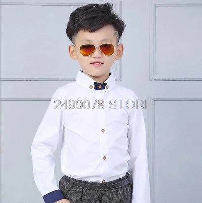 Long sleeve School Boys Dress White Shirt For boys