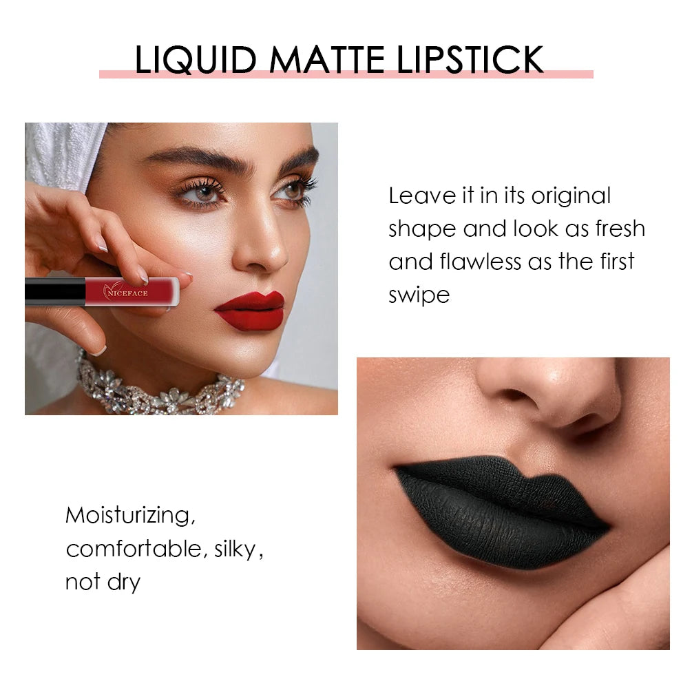 NICEFACE Matte Liquid Lipstick Waterproof Long Lasting Lip Gloss Tint.