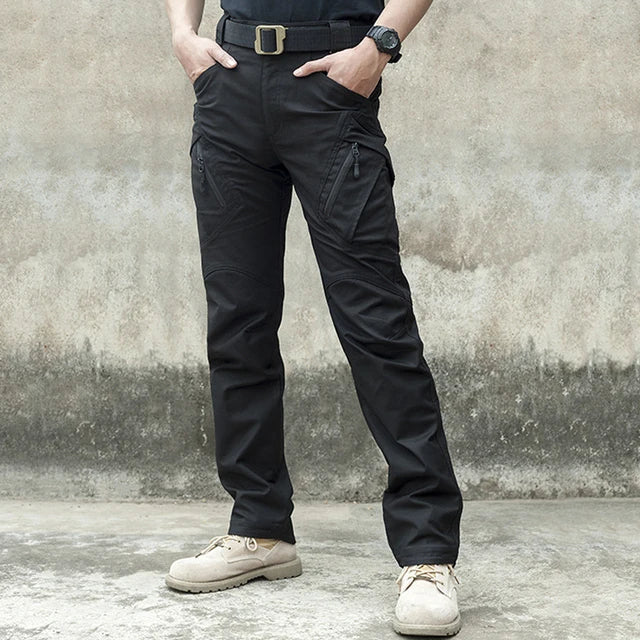 Men's Waterproof Cargo Pants Elastic Multiple Pocket Military Male Trousers Outdoor Joggers Pant.