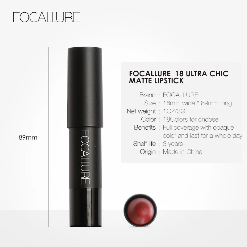 Focallure Matte Lipstick Waterproof Matte Lipsticks Soft Texture Lip Stick