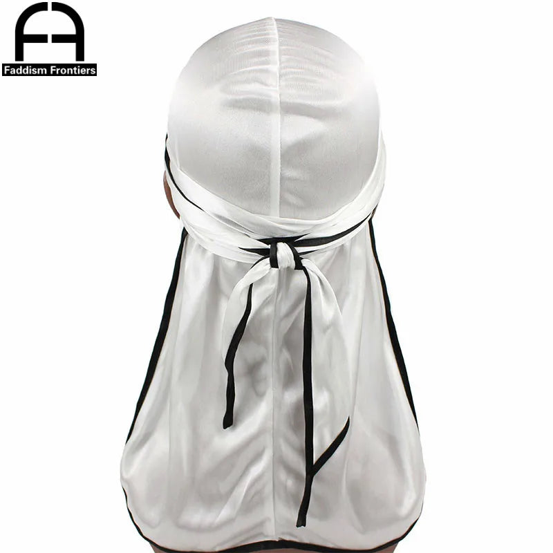 New Fashion Men's Satin Durags Biker Headwear Skull Cap Bandana Men Silky Durag