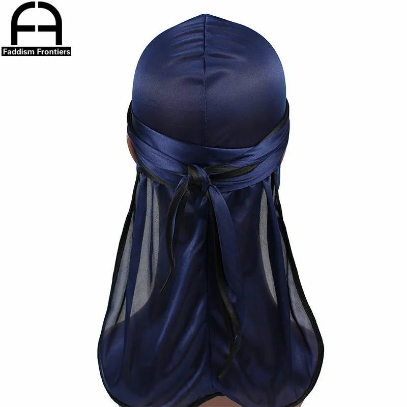 New Fashion Men's Satin Durags Biker Headwear Skull Cap Bandana Men Silky Durag