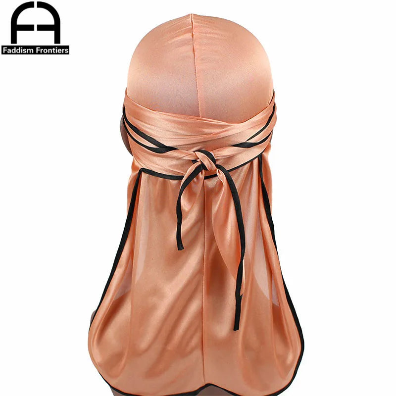 New Fashion Men's Satin Durags Biker Headwear Skull Cap Bandana Men Silky Durag