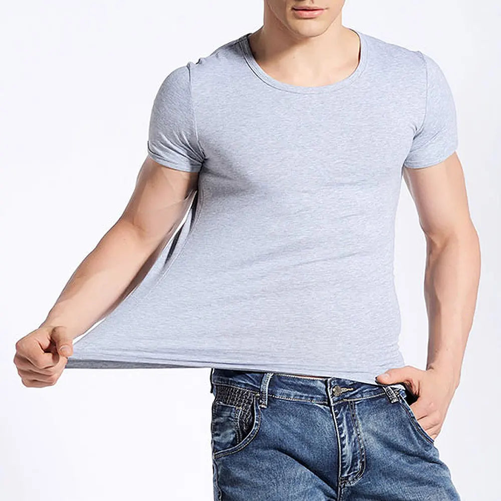 Stretch Men T Shirt Men's O-neck Short-sleeve T Shirts
