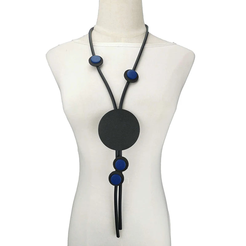 Long Black Necklaces Women Fashion Design Pendant Necklace