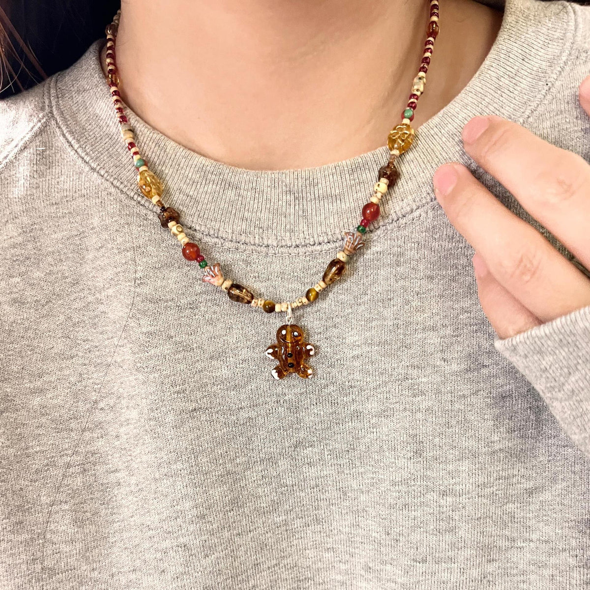 Colorful Beaded Retro Necklace With Fun Charms For Women