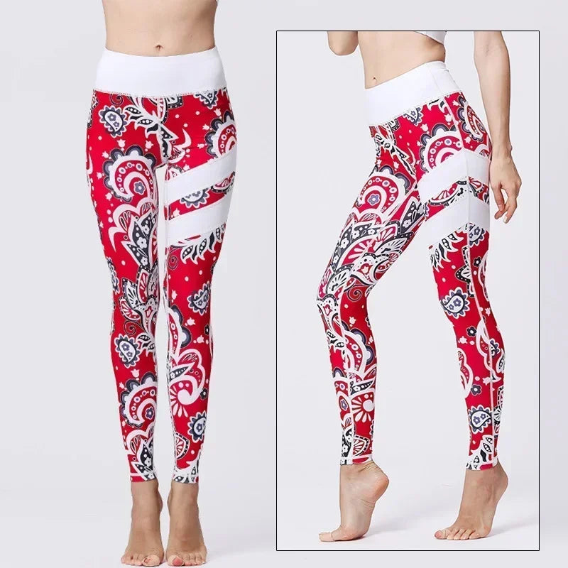 Women's Yoga Pants Women Flower High Waist Sports Leggings