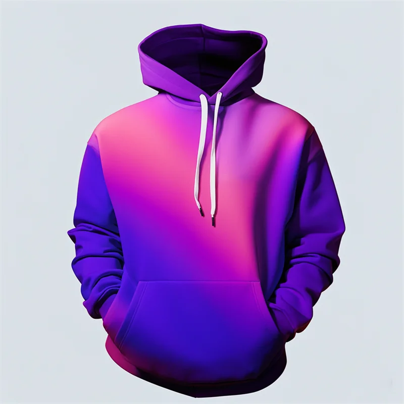 3D Printed Purple Hoodie Men's Y2k Casual Design Hooded