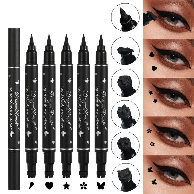 Eyeliner Pen Star Moon Stamp Long-Lasting Waterproof Black Liquid Eye Liner Pencil