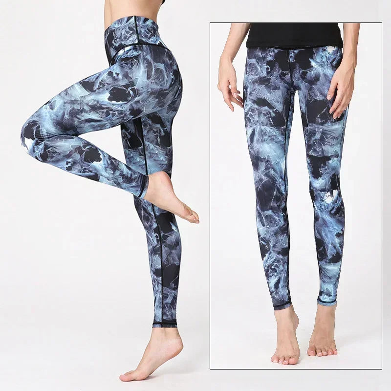 Women's Yoga Pants Women Flower High Waist Sports Leggings