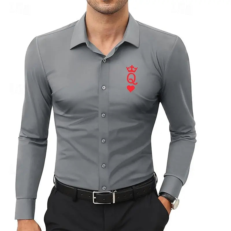 Men's printed shirt street work casual wear shirt