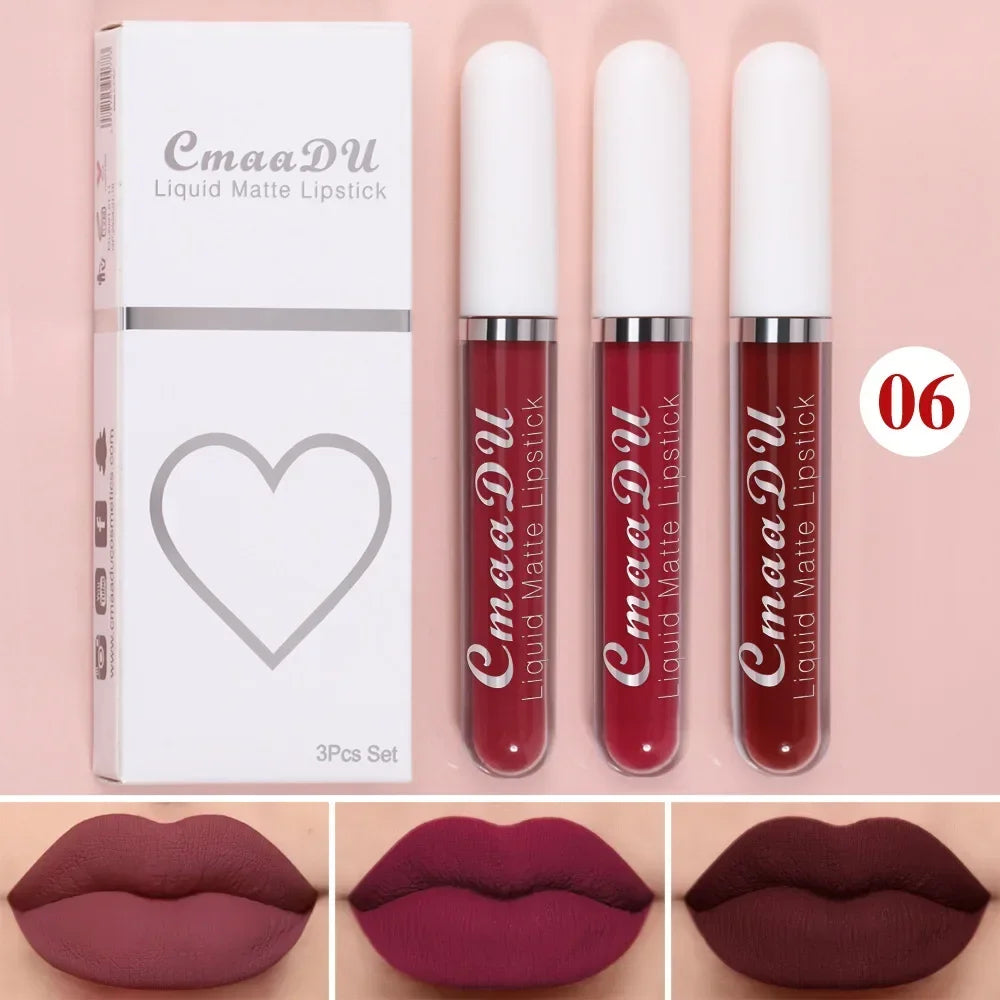 Lip Gloss Brown Nude Pigment Dark Red Long Lasting Velvet Liquid Lipstick