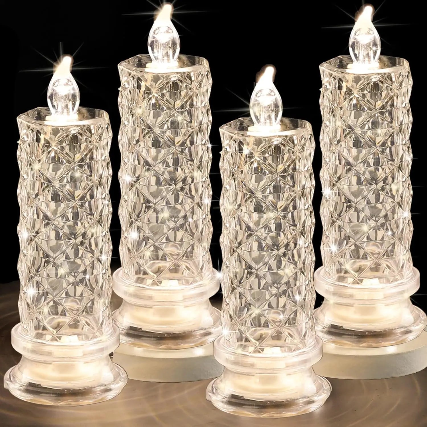 Crystal Candles LED Light Transparent Flameless Battery Power Lantern Night Lamp