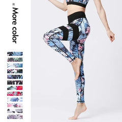 Women's Yoga Pants Women Flower High Waist Sports Leggings