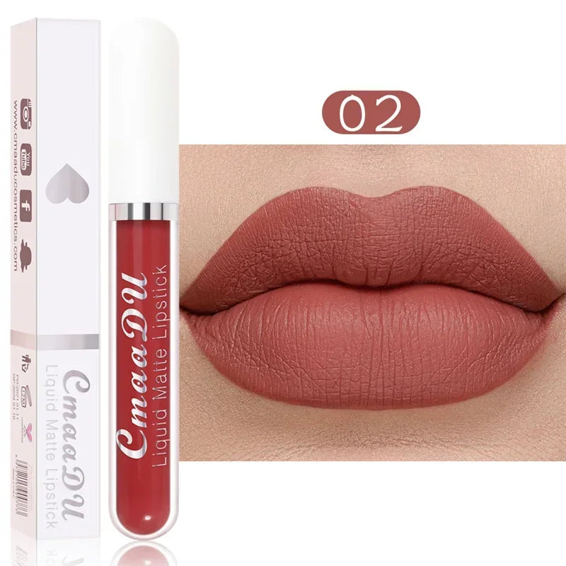 Lip Gloss Brown Nude Pigment Dark Red Long Lasting Velvet Liquid Lipstick