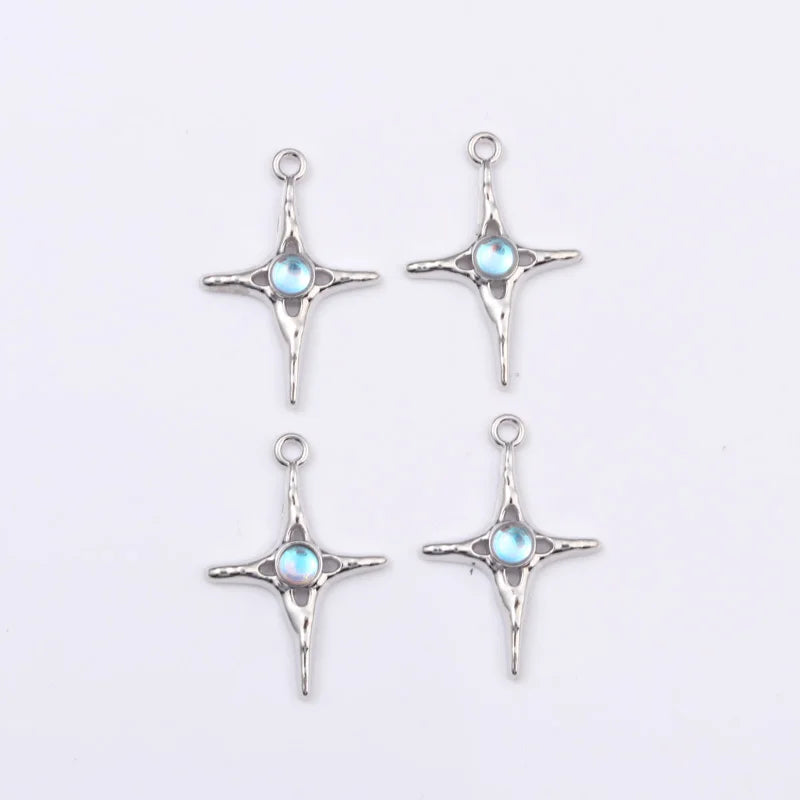 Cross Blue Rainstone Charms Classic Y2k Silver Color Pendants For Making Necklace Handamde DIY Jewelry Findings