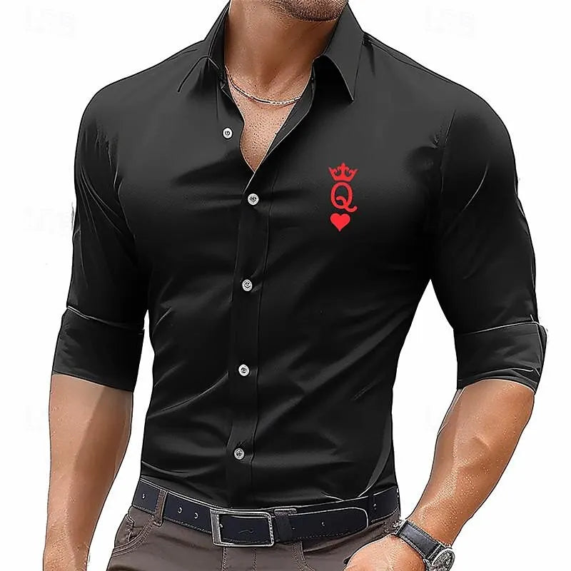 Men's printed shirt street work casual wear shirt