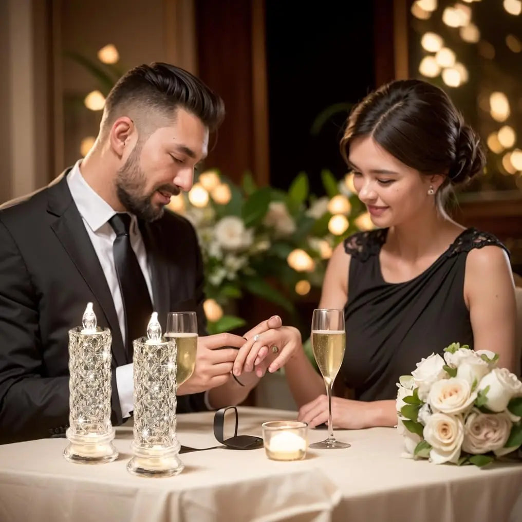 Crystal Candles LED Light Transparent Flameless Battery Power Lantern Night Lamp