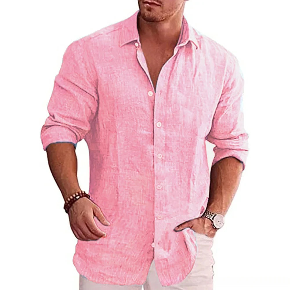 Men's Long Sleeve Solid Color Casual Shirt