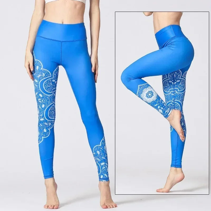 Women's Yoga Pants Women Flower High Waist Sports Leggings
