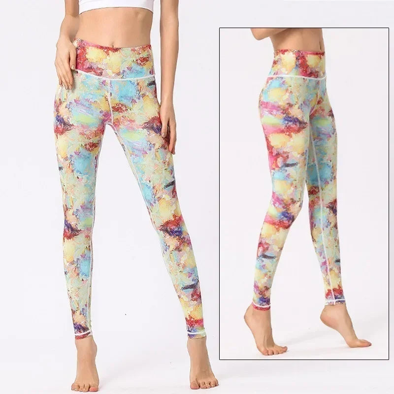 Women's Yoga Pants Women Flower High Waist Sports Leggings