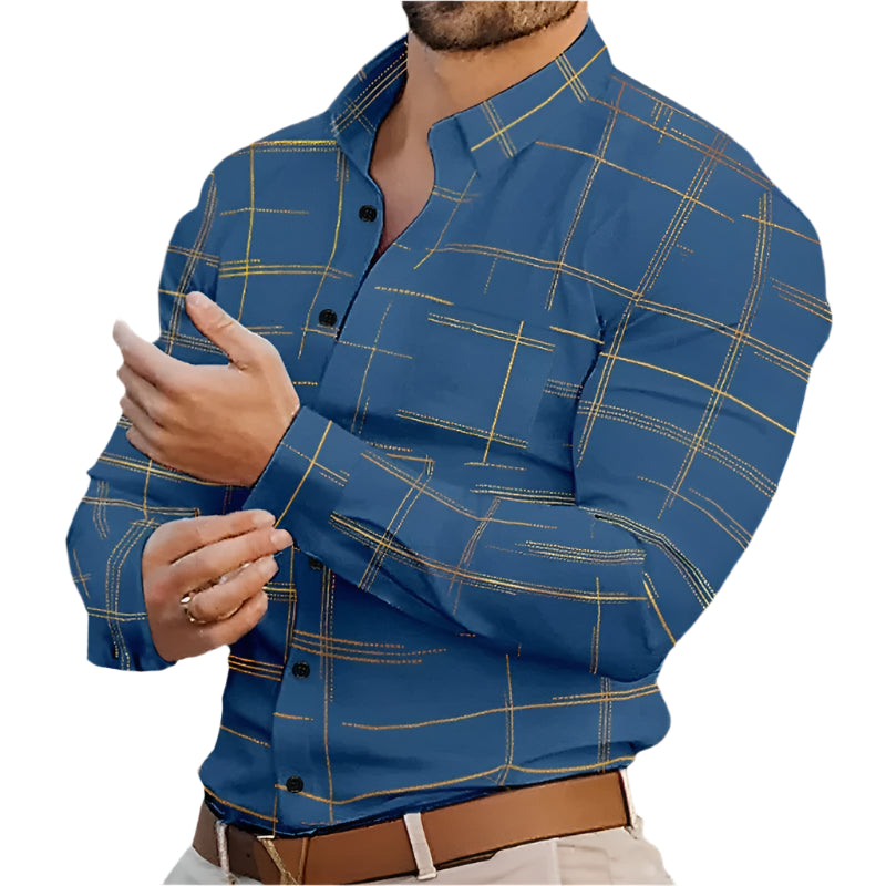 Men's Long Sleeve Slim Fit Button Lapel Men's Tops