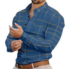 Men's Long Sleeve Slim Fit Button Lapel Men's Tops